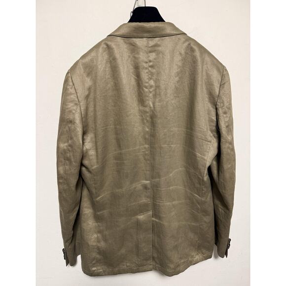 John Varvatos USA Blazer Mens 46 Khaki Linen Luxe Two Button Notch Lapel Jacket - Picture 8 of 16